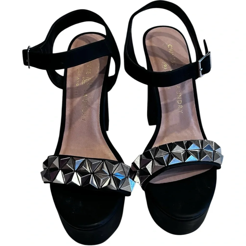 Chinese Laundry Black Studded Platform Sandals